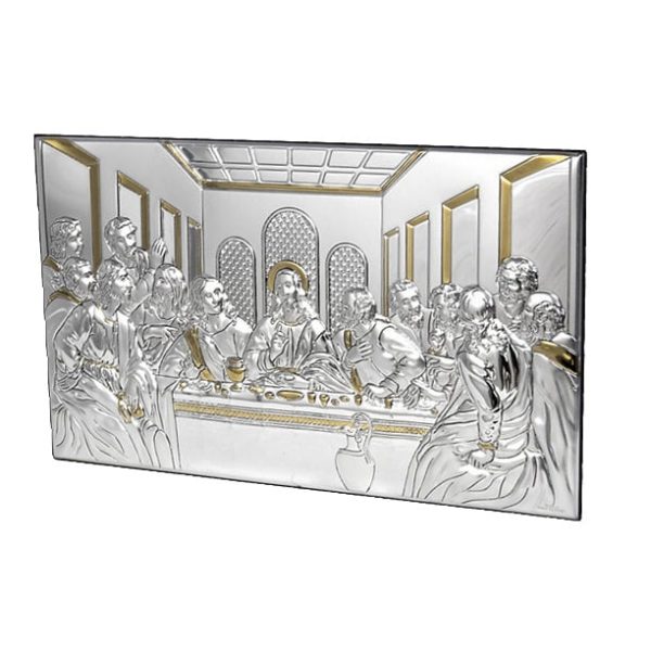 Icoana Cina Cea De Taina Argint 50x24.5cm Auriu - imagine 8
