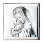 Icoana Fecioara si Pruncul Argint 6x6cm