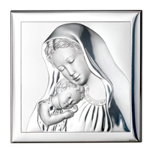 Icoana Argint 12x12cm Fecioara si Pruncul