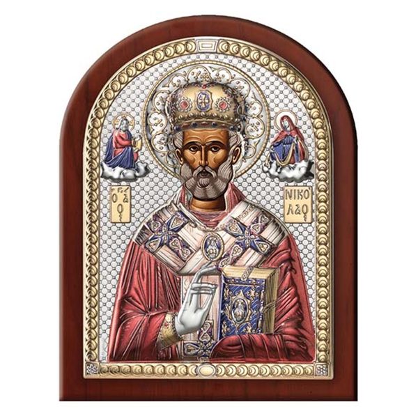 Icoana Argint Sfantul Nicolae 12x16 cm Color