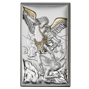 Icoana Arhanghelul Mihail Argint 9x15 cm Auriu