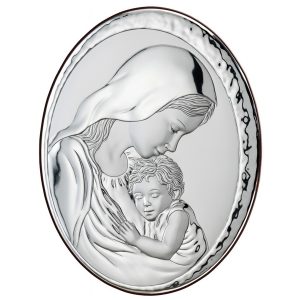 Icoana Maicii Domnului Argint Oval 13x18cm