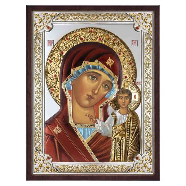 Icoana Maicii Domnului Kazan Argint 15X20cm Color