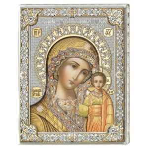 Icoana Maicii Domnului de la Kazan Argint 24x30cm Color
