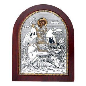 Icoana Sf Gheorghe Purtatorul de Biruinta Argint 8x9 cm