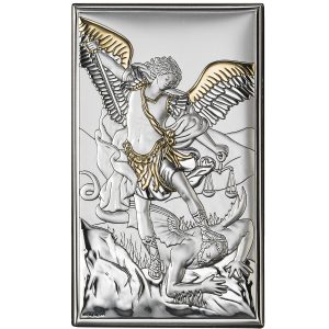 Icoana Sf Mihail Argint 12x20 cm Auriu