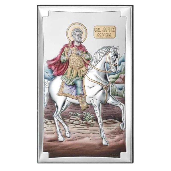 Icoana Sf Mina Argint 12x20cm Color
