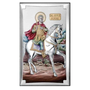 Icoana Sf Mina Argint 6.5x11cm Color
