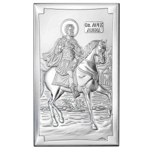Icoana Sf Mina Ocrotitorul Pagubitilor Argint 9x15cm