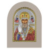 Icoana Sf Nicolae Argint 4x6cm cu Magnet Rama Alba