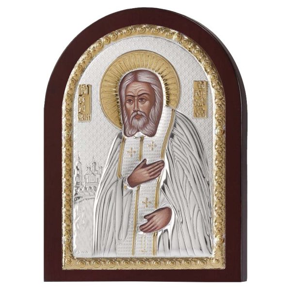 Icoana Sf Serafim de Sarof Argint 15x21 cm