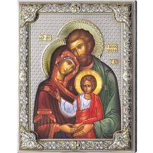 Icoana Sfanta Familie Argint 16x20cm Color