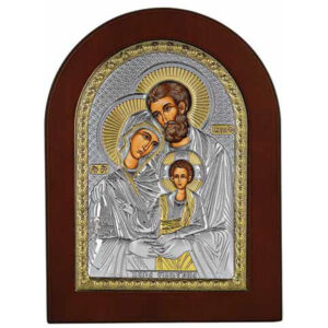 Icoana Sfanta Familie Argint 10x14cm Auriu