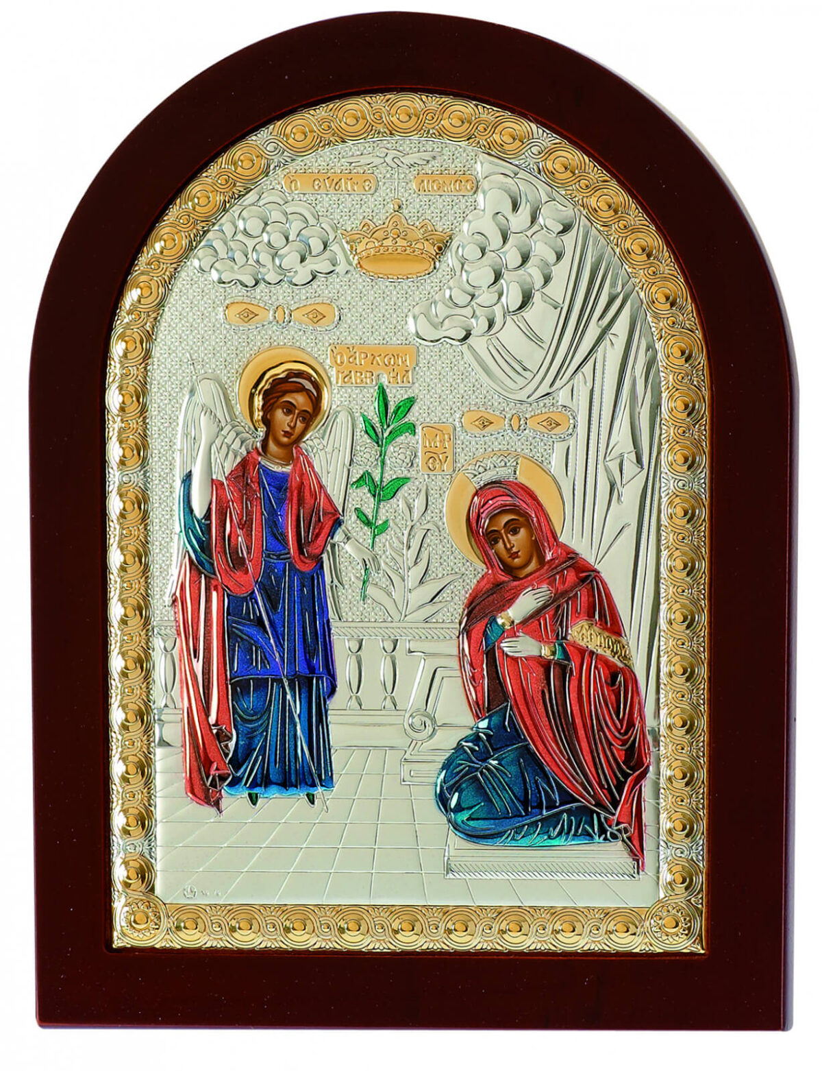 Icoana Buna Vestire Argint 10x14cm Auriu si Color