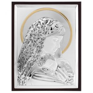 Icoana Fecioara si Pruncul Argint 10x13cm Auriu