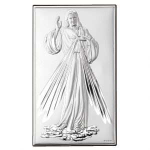 Icoana Catolica Iisus Hristos Milostivirea Divina 12x20 cm Argint