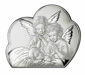 Icoana Inger Pazitor Argint 14.8x12cm