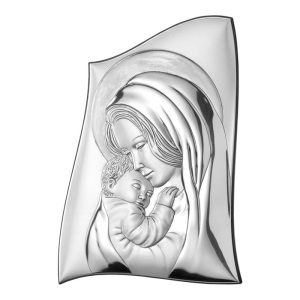 Icoana Maicii Domnului Cu Pruncul Argint 6.5X9.5 cm