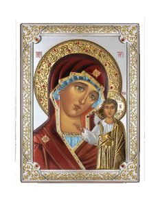 Icoana Maicii Domnului Kazan Argint 19x26cm Color