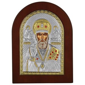 Icoana Sf Nicolae Argint 4x6cm cu Magnet