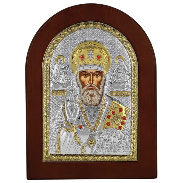 Icoana Sf Nicolae Argint 4x6cm cu Magnet