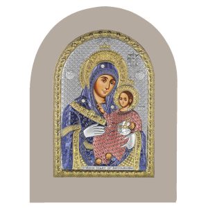 Icoana Maicii Domnului de la Betleem Argint 7.5x9.5cm Color Rama Alba