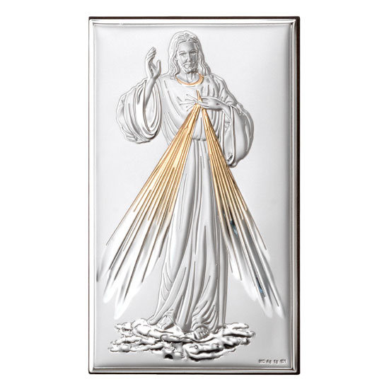 Icoana Iisus Milostivirea Divina Argint 9x15cm Auriu