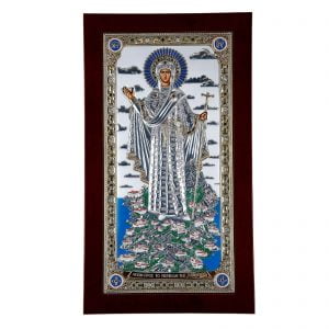 Icoana Maicii Domnului de la Athos Grabnic Ajutatoare Argint 10.4x17.9cm
