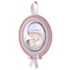 Medalion Maica Domnului si Pruncul Argint 9x12cm Roz