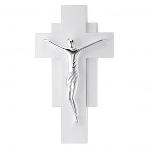 Cruce Alba si Crucifix Argint 22.5x40cm