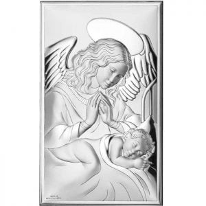 Icoana Ingerul Pazitor Argint 12x20cm
