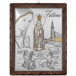 Icoana Maicii de la Fatima Argint 12x15cm Auriu