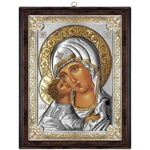 Icoana Maicii Domnului Vladimir Argint 12x15cm Auriu