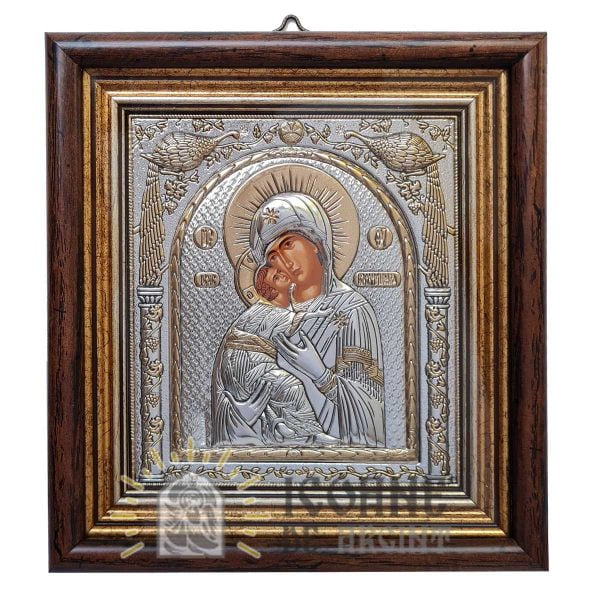 Icoana Maica Domnului Vladimir Argint 23.3x25.7cm - cu geam