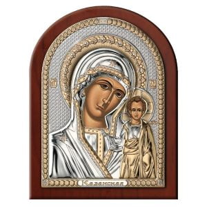 Icoana Maicii Domnului Kazan Argint 17.5x22.5 Auriu