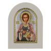 Icoana Sf Pantelimon Ocrotitorul Bolnavilor Argint 10x14 cm Color Rama Alba