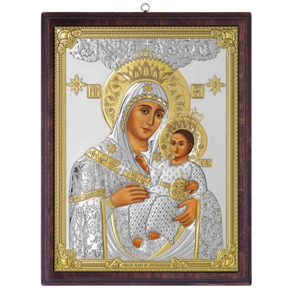 Icoana Maicii Domnului de la Betleem Argint 17x21.5cm Auriu