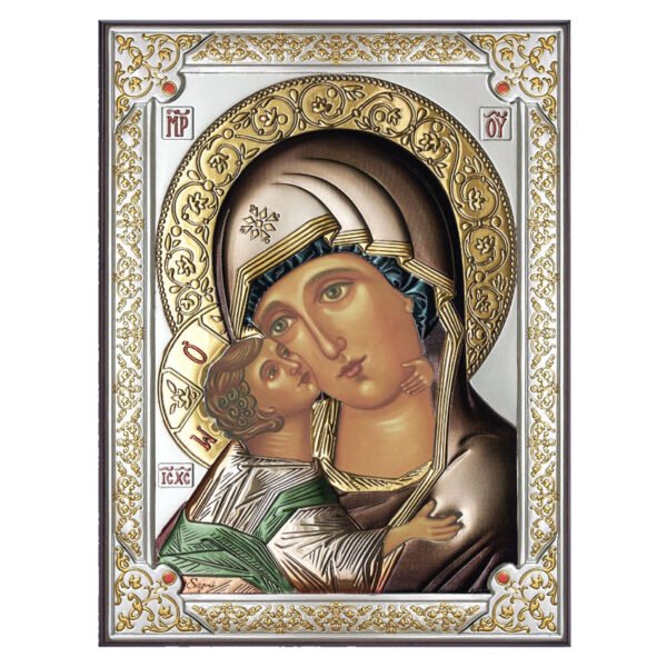 Icoana Argint Maica Domnului Vladimir 4x6cm Color