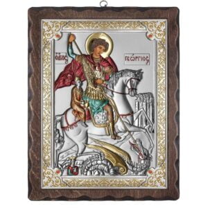 Icoana Sfantul Gheorghe Argint 23x29.5cm Color
