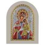 Icoana-Maicii-Domnului-Dulcea-Sarutare-Argint-Rama-Alba-20x26cm-4061