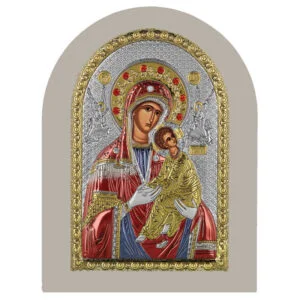 Icoana-Maicii-Domnului-Dulcea-Sarutare-Argint-Rama-Alba-20x26cm-4061