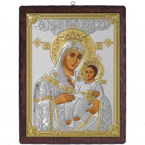 Icoana Maicii Domnului Betleem Argint 17x21.5cm Auriu