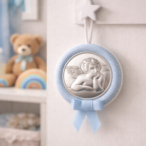 Icoana Inger Pazitor Argint 6.5x6.5cm Albastru