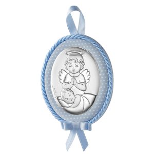 Icoana Inger Pazitor Argint 9x12cm Albastru cu Melodie
