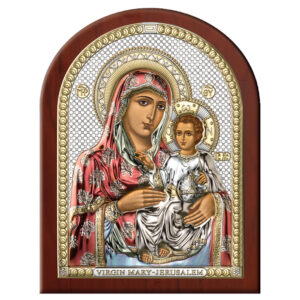 Icoana Maicii Domnului Ierusalim Argint 17.5x22.5cm Color