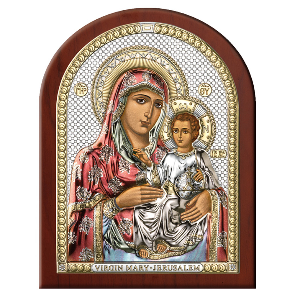 Icoana Maicii Domnului Ierusalim Argint 17.5x22.5cm Color