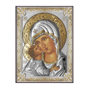 Icoana Maicii Domnului Vladimir Argint 13x18cm Auriu
