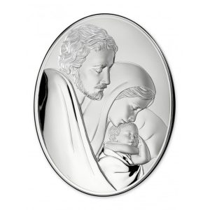 Icoana Sfanta Familie Argint 13x18cm Ovala