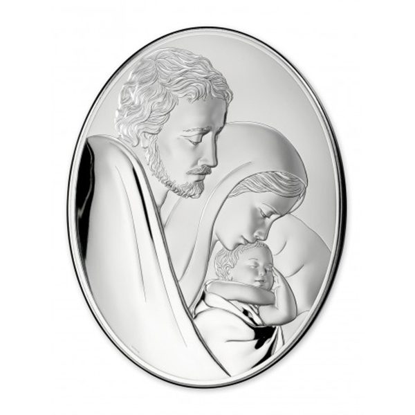 Icoana Sfanta Familie Argint 13x18cm Ovala