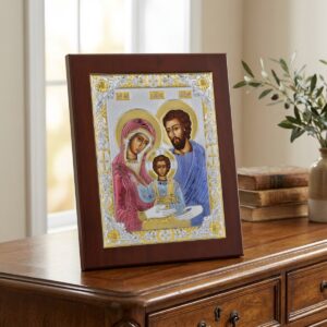 Icoana Sfanta Familie Argint 10x12.5cm Color